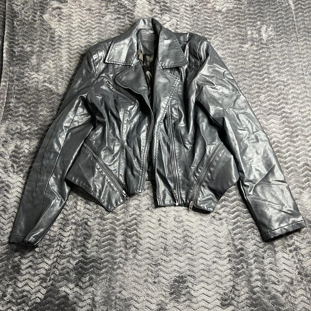 Blank NYC Vegan Leather Black Moto Zipper Jacket Women's Size M